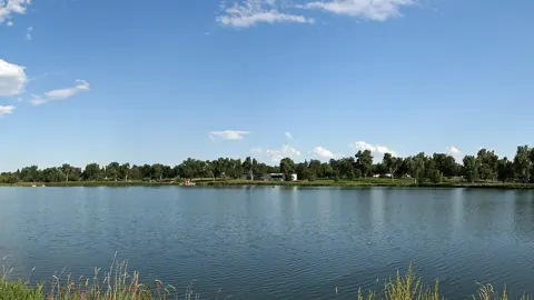 Berkeley Lake in northwest Denver on a clear day