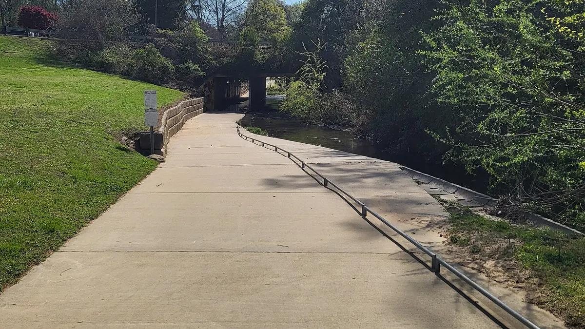 A paved stretch of the Little Sugar Creek Greenway in Charlotte